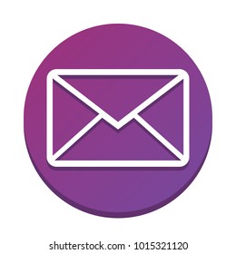 Letter sign illustration. Vector. White icon with flat shadow on purpureus circle at white background. Isolated.