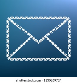 Letter sign illustration. Vector. White textured icon at lapis lazuli gradient background.