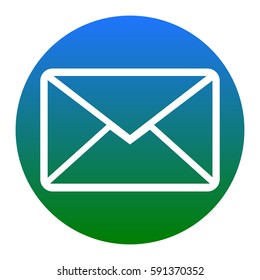 Letter sign illustration. Vector. White icon in bluish circle on white background. Isolated.