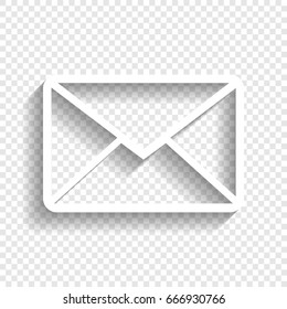 Letter sign illustration. Vector. White icon with soft shadow on transparent background.