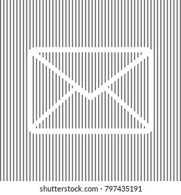 Letter sign illustration. Vector. White icon on grayish striped background. Optical illusion.