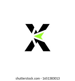 letter sign X green market expansion symbol