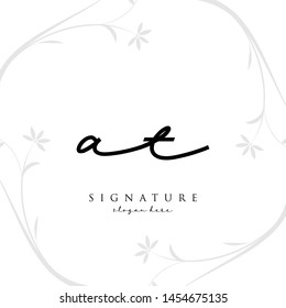 Letter AT Signature Logo Template - Vector