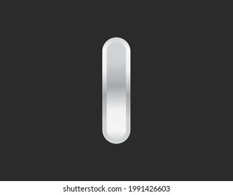 I letter silver, metal desing vector font