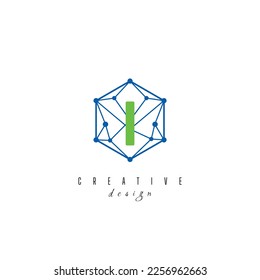 letter I and IT simple Creative elegant hexagon hexagonal poligon logo Design