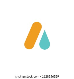 Letter A simple flat logo with liquid drop design