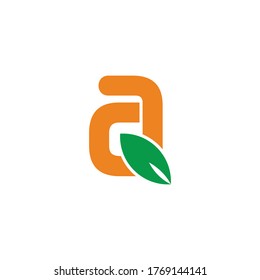 letter a simple geometric leaf colorful symbol logo vector