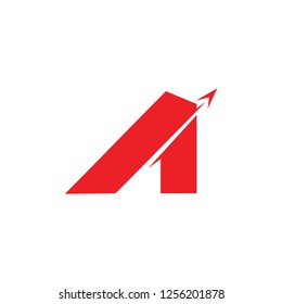 letter a simple geometric motion arrow logo vector