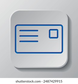 Letter simple icon vector. Flat design. Paper cut design. Cutted blue symbol with shadow. Gray badge button, gray background.ai