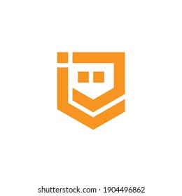 letter ie simple line dots geometric logo vector