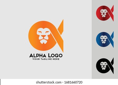 Letter A simple lion vector logo