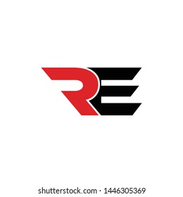 Letter RE simple logo design vector