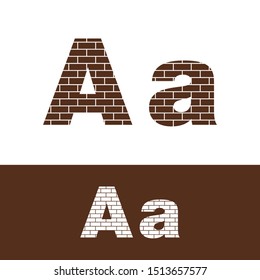 Letter A simple logo icon, with brick texture vector