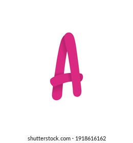 Letter A simple pink with shadow Gradient