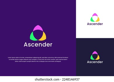 Letter A Simple Shape with Three Elements Shape Colorful Mobile App Logo