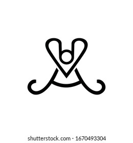 Carta Un logotipo de estilo simple con una plantilla de diseño de corona