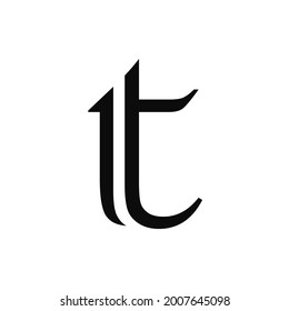 Letter simple t isolated on white background