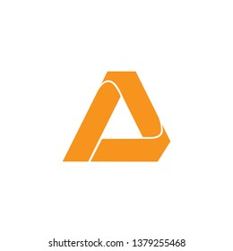letter a simple triangle arrow 3d flat logo vector