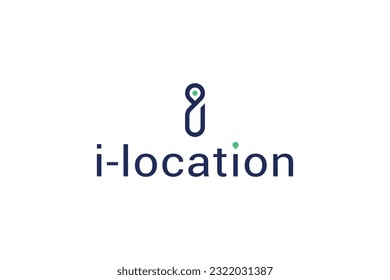 Letter i simple unique line art location point logo