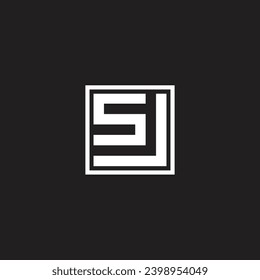 letter sj arrow up simple geometric square line logo vector 