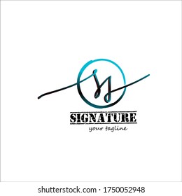 Logo de escritura a mano de la letra sj. Logo del Monograma de nombre inicial. Firma de vector para identidad empresarial y de empresa