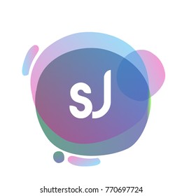 Letter SJ logo with colorful splash background, letter combination logo design for creative industry, web, business and company.
