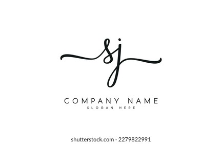 letter SJ logo design handwriting signature style vector template.