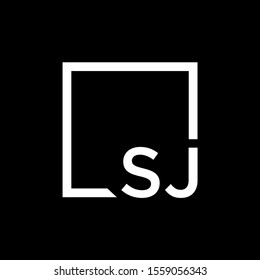 Letter SJ Logo design with square frame line art. business consulting concept. studio,room,group icon. Suitable for business, consulting group company. - vector