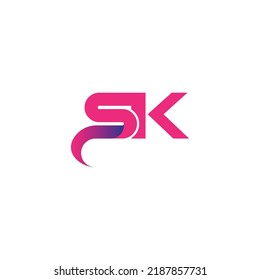 Letter SK Gradient color logo. SK logo design vector illustration.