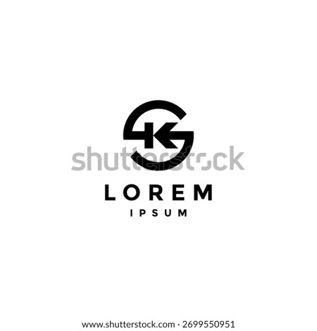 Letter SK Initial Arrow Line Entering Inward Logo Design. Letter K Connects Letter S In Middle Logo Design.