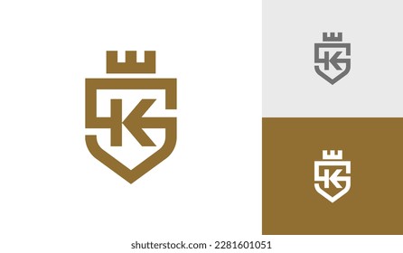 Letter SK or KS monogram with crown logo design vector