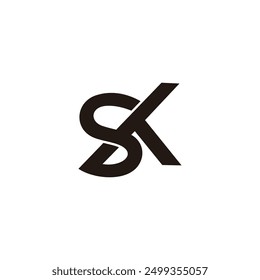 letter sk linked overlapping simple logo vector 