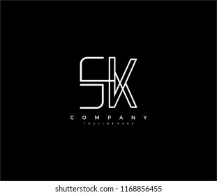Letter SK Linked Vector Minimal Linear Lines Monogram Logo