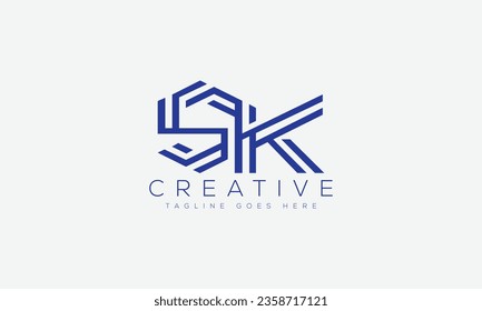 Ilustración vectorial de la plantilla de diseño del logotipo SK de la letra.