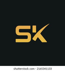  letter SK logo with mine hammer k style