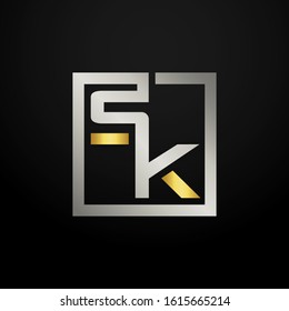 Letter SK modern logo icon monogram design. Outstanding professional elegant trendy based alphabet. Vector graphic template element in silver and gold color. Can be used for luxury company branding.