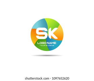 Letter SK Modern Shape Logo Design Template Element