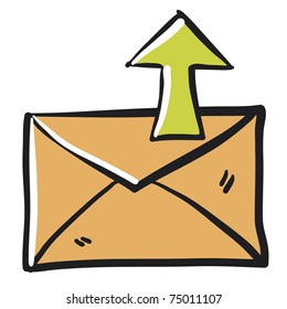 Letter sketch. Envelope drawing. The mail image