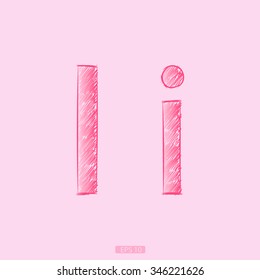 letter I sketch pink