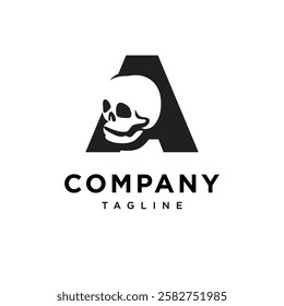 Letter A Skull Logo Icon Vector
