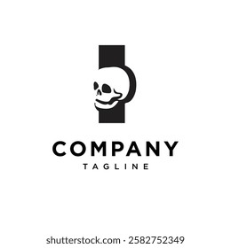 Letter I Skull Logo Icon Vector