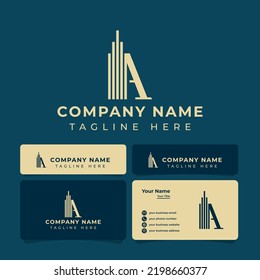 Letter A Skyscraper Logo, suitable for any real estate or construction company with A initial.