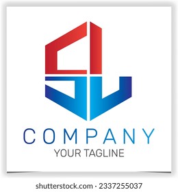 letter SL initial hexagon logo icon premium elegant template vector eps 10