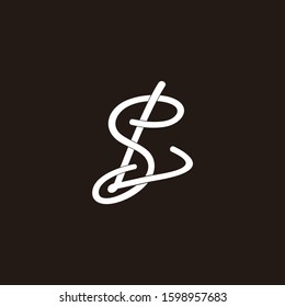 letter sl linked curves overlapping ribbon design vector