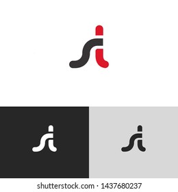 Letter sl linked lowercase logo design template elements. Red letter Isolated on black white grey background. Suitable for business, consulting group company.