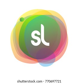 Letter SL logo with colorful splash background, letter combination logo design for creative industry, web, business and company.
