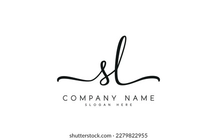 letter SL logo design handwriting signature style vector template