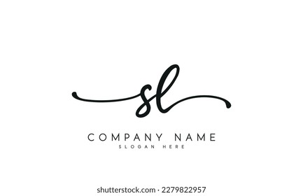 letter SL logo design handwriting signature style vector template