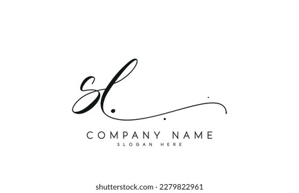 letter SL logo design handwriting signature style vector template