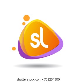 Letter SL logo in triangle splash and colorful background, letter combination logo design for creative industry, web, business and company.